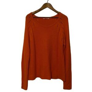Soft Surroundings Knit Orange Pullover Sweater with Cutouts Women's Size XL